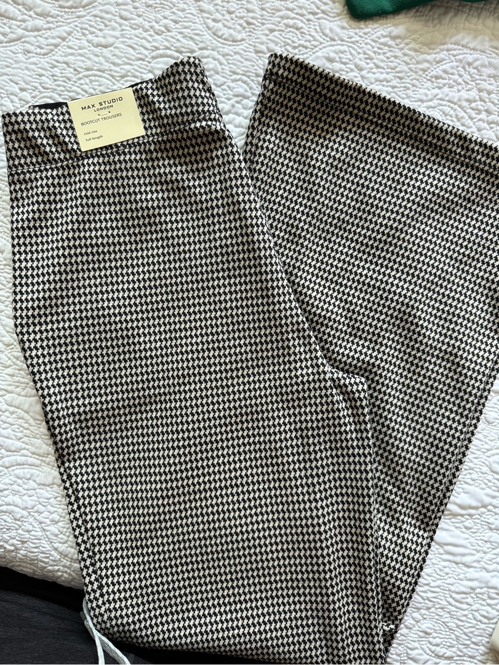 Max Studio Black and White Houndstooth Bootcut Pants